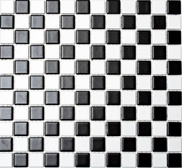 Hand-painted mosaic tile ceramic chessboard black white matt tile backsplash MOS18-0305_m