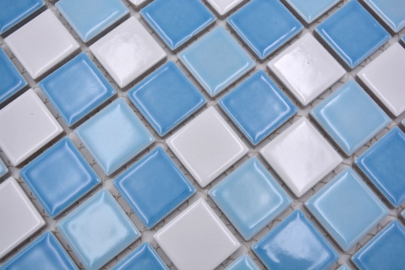 Ceramic mosaic swimming pool mosaic mosaic tile blue white glossy shower wall MOS18-0407