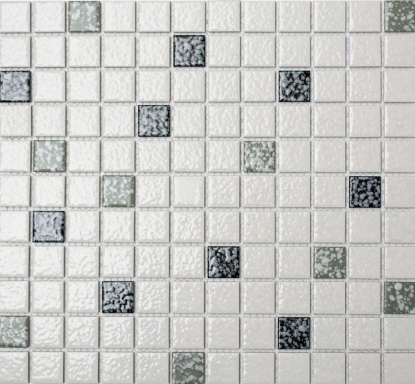 Ceramic mosaic white black gray textured mosaic tile bathroom MOS18-0307