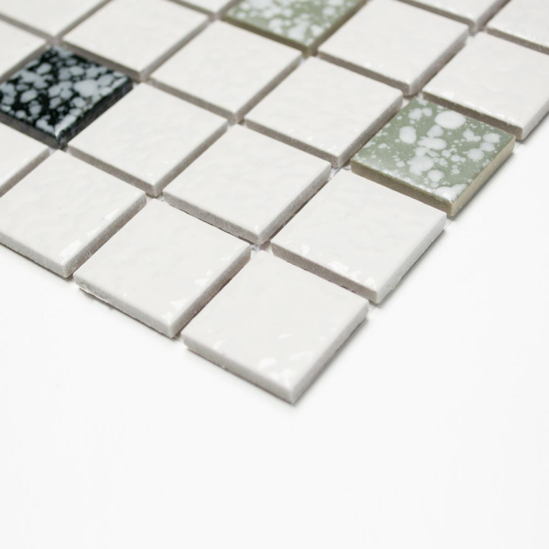 Ceramic mosaic white black gray textured mosaic tile bathroom MOS18-0307