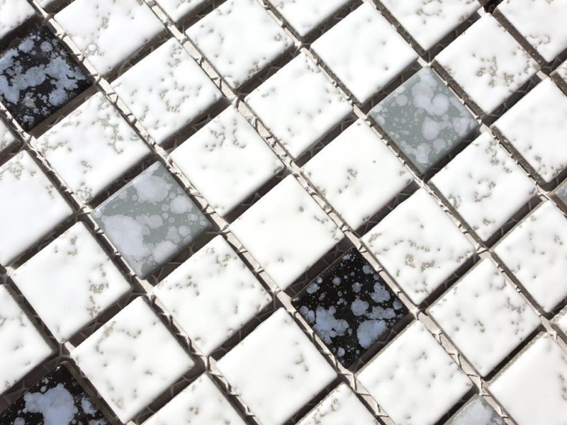 Ceramic mosaic white black gray textured mosaic tile bathroom MOS18-0307