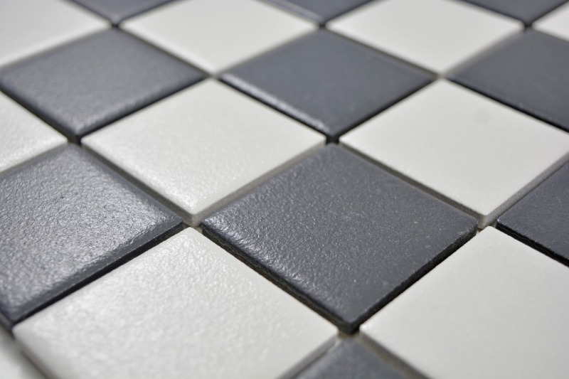 Hand-patterned chessboard mosaic SLIPPROOF SLIPPROOF black white MOS14-0103-R10_m