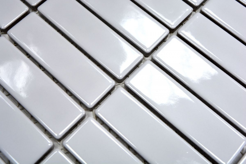 Hand pattern mosaic tile ceramic rods white glossy tile backsplash kitchen MOS24-0102_m