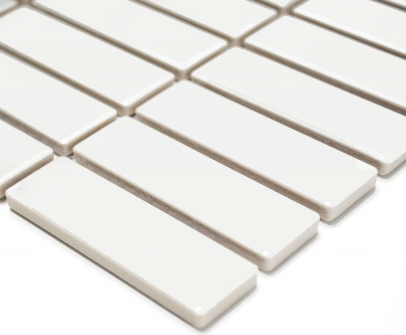 Hand pattern mosaic tile ceramic rods white glossy tile backsplash kitchen MOS24-0102_m