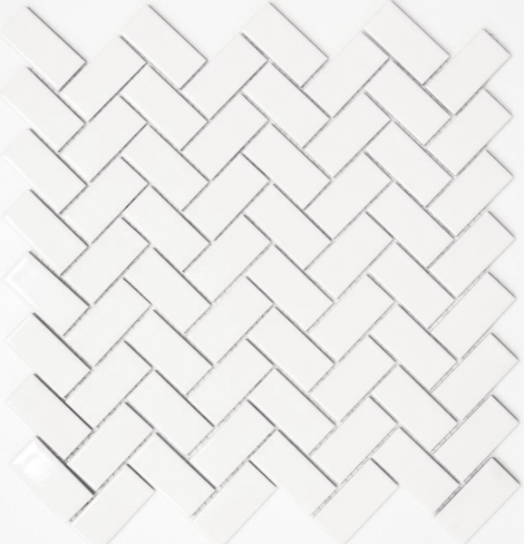 Herringbone mosaic tile ceramic white glossy kitchen tile wall tile MOS24-CHB5WG