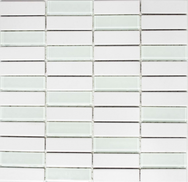 Mosaic tile ceramic rods white matt glass bathtub cladding MOS24-ST325_f