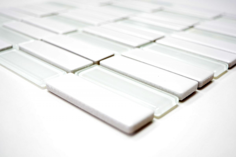 Mosaic tile ceramic rods white matt glass bathtub cladding MOS24-ST325_f
