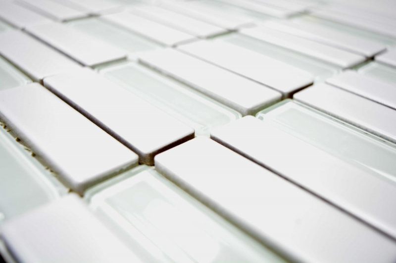 Mosaic tile ceramic rods white matt glass bathtub cladding MOS24-ST325_f