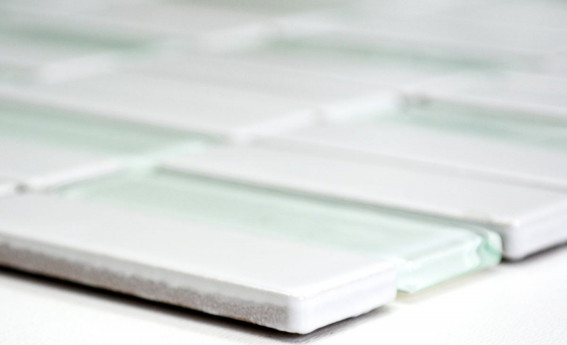 Mosaic tile ceramic rods white matt glass bathtub cladding MOS24-ST325_f