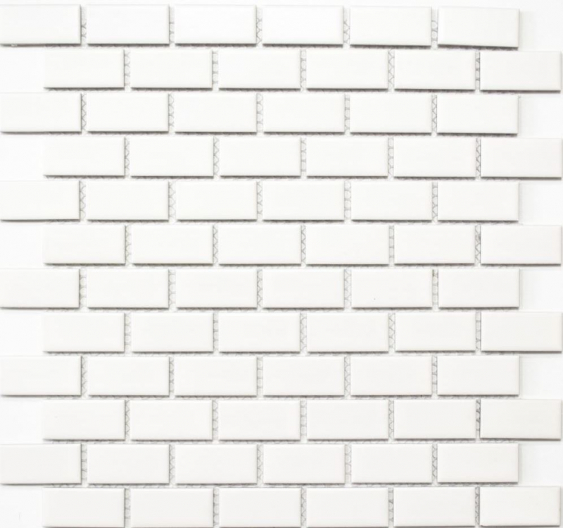 Composite mosaic strip ceramic brick white matt bathtub cladding MOS24-03WM