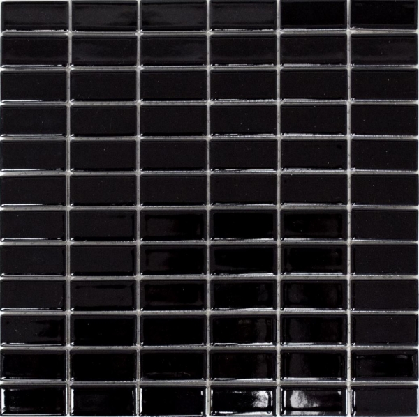 Mosaic tile ceramic rods black glossy bathtub cladding MOS24B-0301_f
