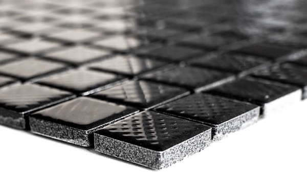 Hand-painted mosaic tile BLACK GLOSSY STRUCTURE Kitchen splashback MOS18-CG123_m