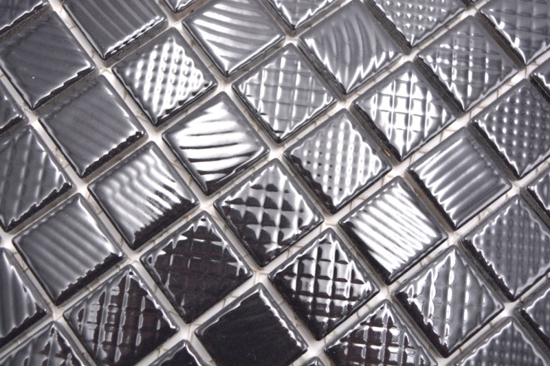 Ceramic mosaic mosaic tiles BLACK GLOSSY STRUCTURE Kitchen splashback MOS18-CG123
