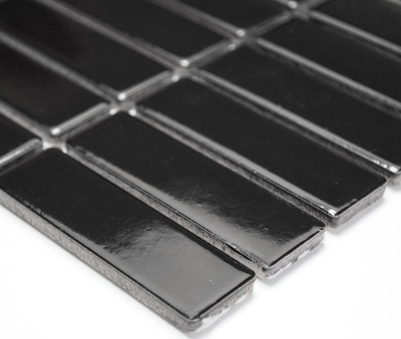 Rod mosaic tile ceramic black glossy shower splashback MOS24-0302