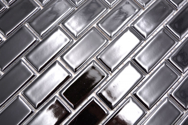 Composite mosaic brick slips ceramic brick black glossy kitchen splashback MOS24-4BG
