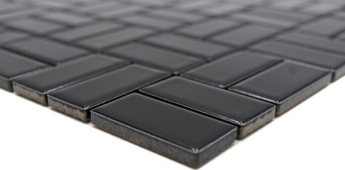 Windmill mosaic tile ceramic black glossy WC bathroom tile backsplash kitchen wall - MOS24-CWM8BG