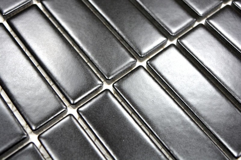Rod mosaic tile ceramic black matt mosaic wall kitchen splashback MOS24-0311