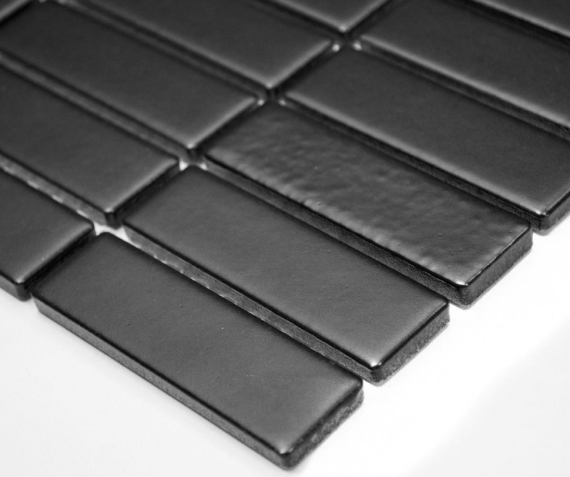 Mosaic tile ceramic rods black matt mosaic wall kitchen splashback MOS24-0311_f