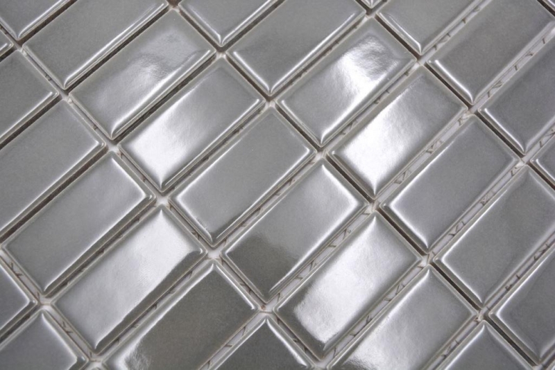 Rod mosaic tile ceramic metal gray anthracite glossy bathroom kitchen MOS24B-0204