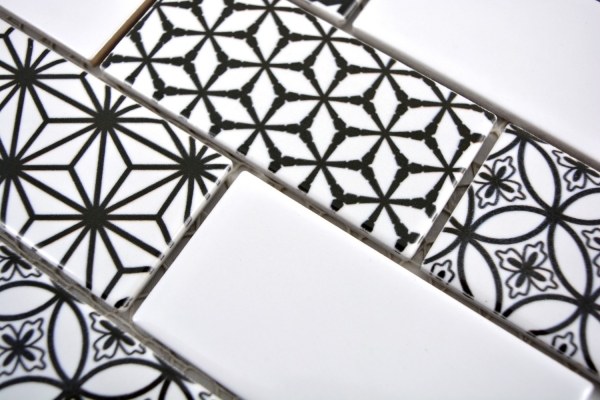 Hand sample mosaic tile gray white black subway tile backsplash kitchen glossy MOS26M-0103_m