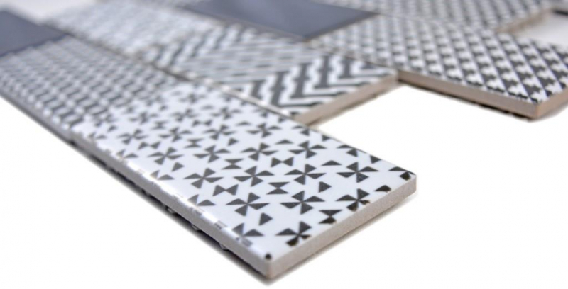 Hand sample mosaic tile ceramic white gray black subway backsplash MOS26M-0301_m