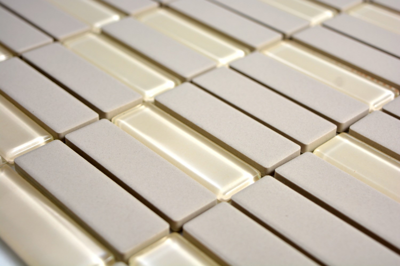 Hand pattern mosaic tile ceramic rods light beige unglazed glass shower tray floor tile MOS24-1212-R10_m