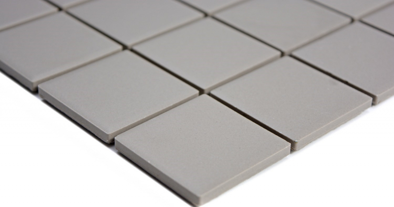 Hand-painted mosaic tile ceramic light gray unglazed kitchen splashback MOS14-1202_m