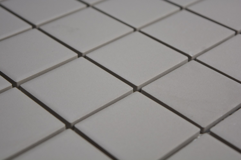 Hand-painted mosaic tile ceramic light gray unglazed kitchen splashback MOS14-1202_m