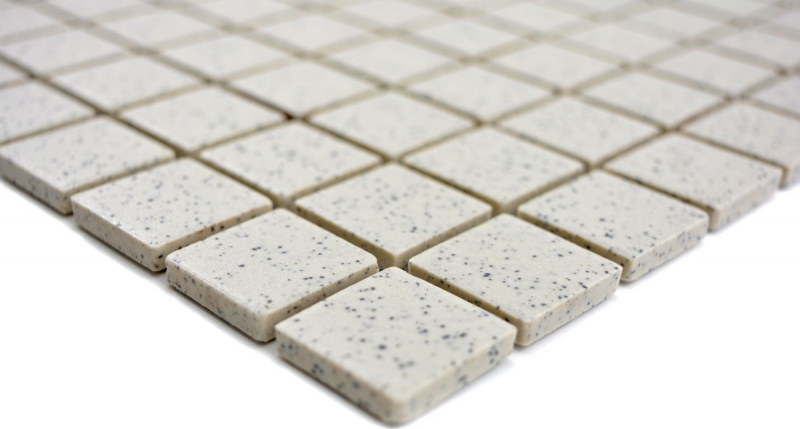 Hand-patterned mosaic tile ceramic cream white speckled unglazed shower tray floor tile MOS18-0103-R10_m