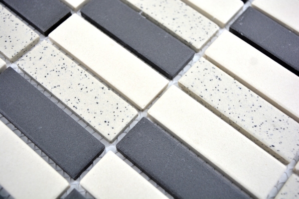 Hand pattern mosaic tile ceramic beige black rods unglazed shower tray floor tile MOS24-0113-R10_m