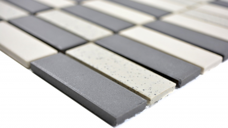 Hand pattern mosaic tile ceramic beige black rods unglazed shower tray floor tile MOS24-0113-R10_m