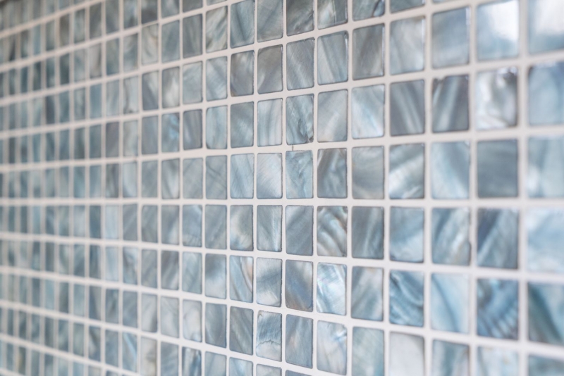 Mother-of-pearl mosaic shell mosaic blue gray tile backsplash kitchen wallMOS150-SM2582