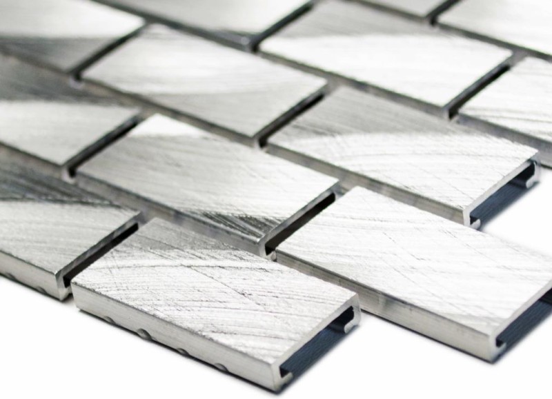 Mosaic tile aluminum silver brick tile backsplash kitchen wall MOS48-0204