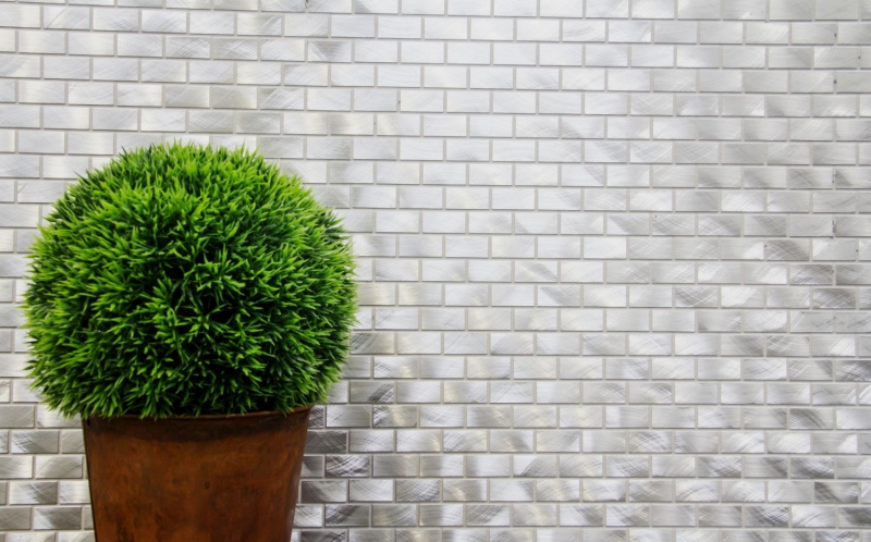 Mosaic tile aluminum silver brick tile backsplash kitchen wall MOS48-0204