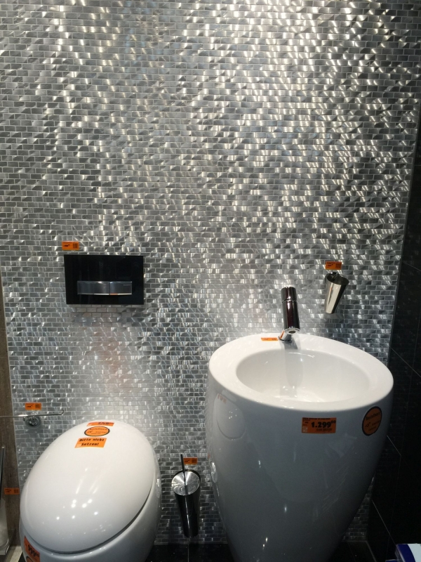 Mosaic tile aluminum silver brick tile backsplash kitchen wall MOS48-0204