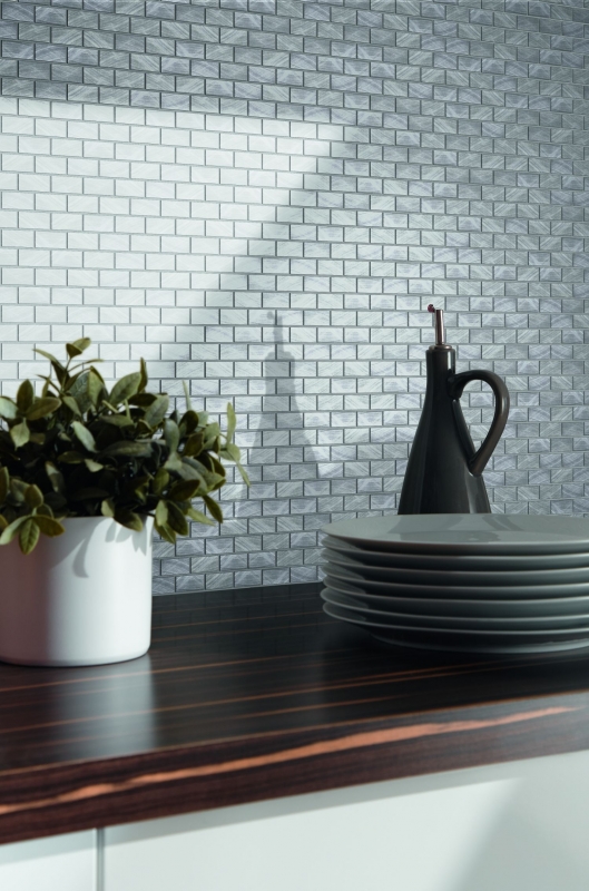 Mosaic tile aluminum silver brick tile backsplash kitchen wall MOS48-0204