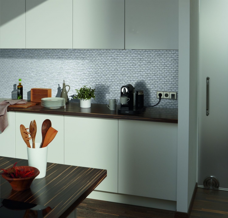 Mosaic tile aluminum silver brick tile backsplash kitchen wall MOS48-0204