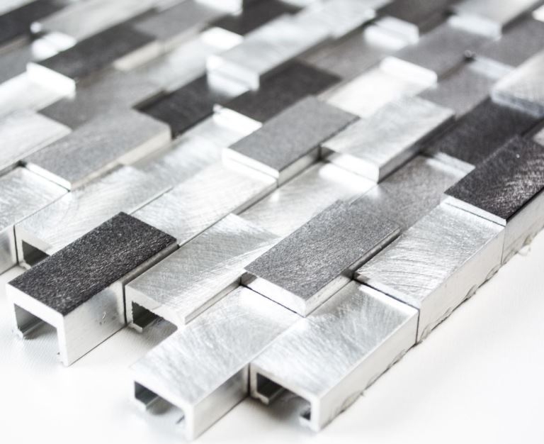 Mosaic tile aluminum brick 3D silver black tile mirror MOS49-0208