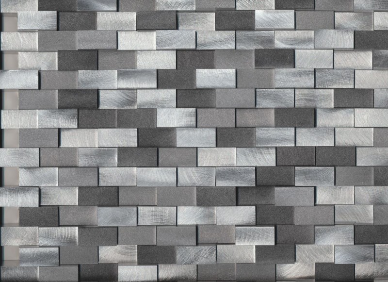 Mosaic tile aluminum brick 3D silver black tile mirror MOS49-0208