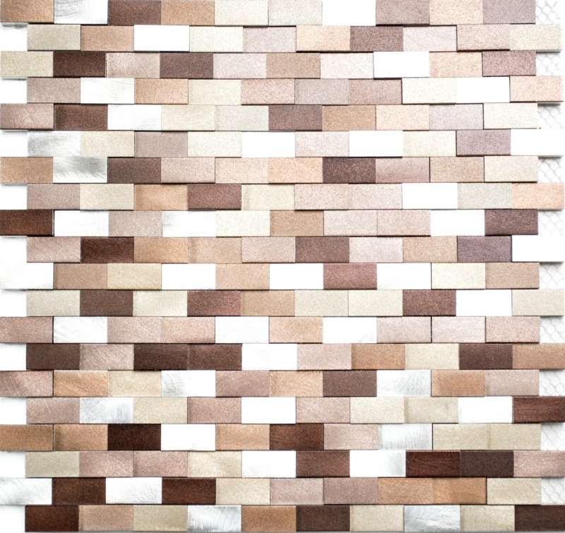 Mosaic tile aluminum brick 3D silver copper tile mirror MOS49-0207