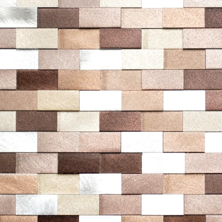 Mosaic tile aluminum brick 3D silver copper tile mirror MOS49-0207