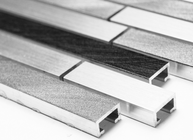 Hand sample mosaic tile aluminum composite aluminum alu gray black tile backsplash kitchen MOS49-0308_m
