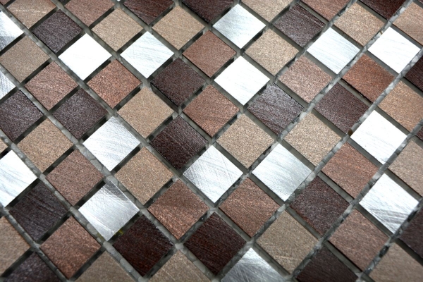 Hand sample mosaic tile aluminum beige brown aluminum alu copper tile backsplash kitchen MOS49-A971_m