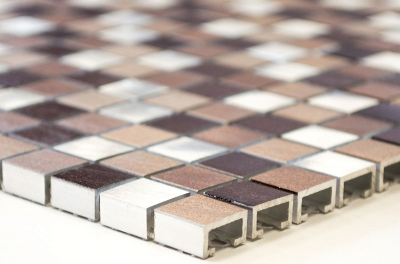 Hand sample mosaic tile aluminum beige brown aluminum alu copper tile backsplash kitchen MOS49-A971_m