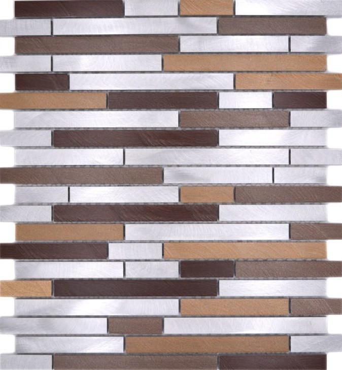 Mosaic tile aluminum beige brown composite copper tile backsplash kitchen wall MOS49-A991