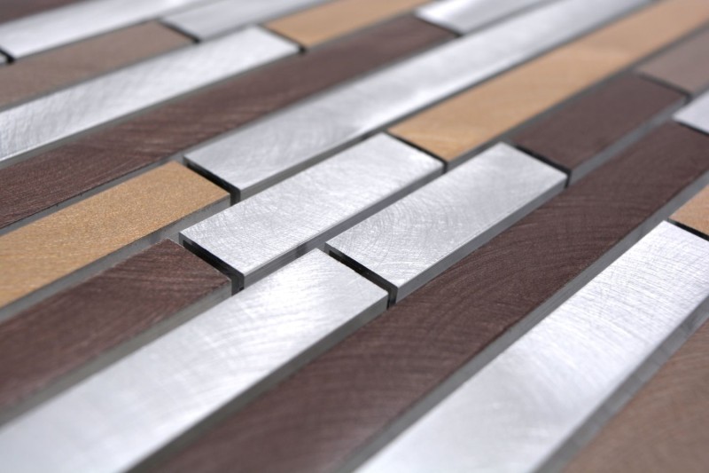 Mosaic tile aluminum beige brown composite copper tile backsplash kitchen wall MOS49-A991