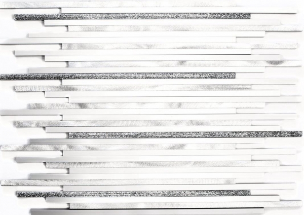 Hand pattern mosaic tile aluminum composite aluminum silver matt brushed polished glitter silver MOS49-L401GS_m
