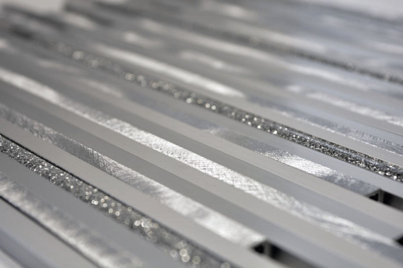 Hand pattern mosaic tile aluminum composite aluminum silver matt brushed polished glitter silver MOS49-L401GS_m