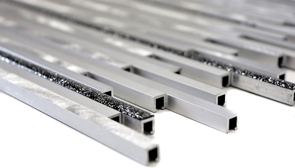 Hand sample mosaic tile aluminum composite aluminum silver matt brushed polished glitter black MOS49-L402GB_m