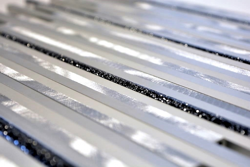 Hand sample mosaic tile aluminum composite aluminum silver matt brushed polished glitter black MOS49-L402GB_m